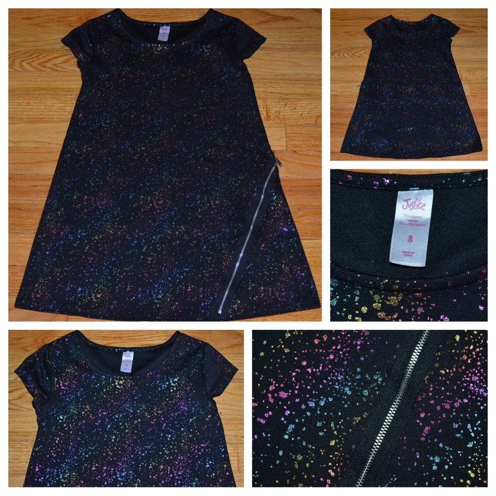 Youth girls black metallic Justice dress, size 8